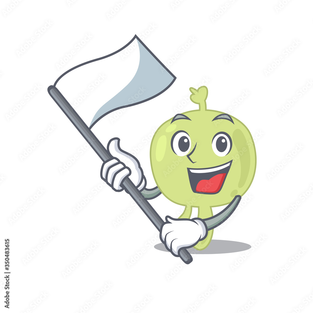 Wall mural A heroic lymph node mascot character design with white flag