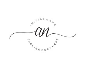 AN Initial handwriting logo vector