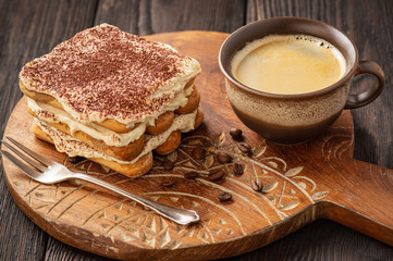 Homemade tiramisu cake, italian dessert.