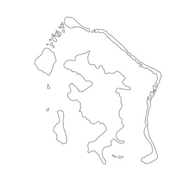 Bora Bora island map vector silhouette illustration isolated on white background. High detailed. French Polynesia  archipelago islands. Bora Bora contour line symbol.