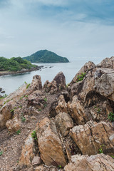 Fototapeta na wymiar Landscape of rock beach and sea, Nang Phaya hill scenic point