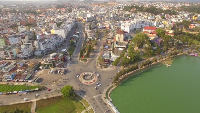 Aerial view of Da Lat city, the capital of Lam Dong province in Vietnam