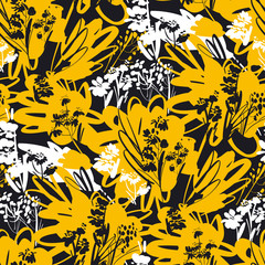 Dynamic summer mood floral seamless pattern