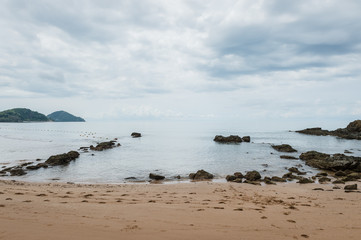 Fototapeta na wymiar Landscape of sea beach with clouds sky
