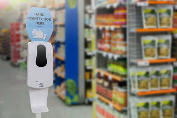 Disinfection for hands in a shopping mall during the coronavirus epidemic