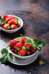 Fresh strawberry with a green leaves