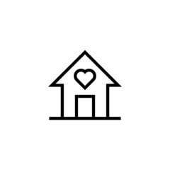 Obraz premium House of love icon in linear, outline icon isolated on white background