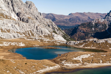 Lake in Tre Cime di Lavaredo National park in South tirol