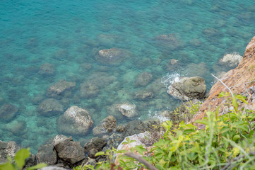 Closeup of reef on the sea background