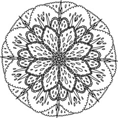 Mandala round ethnic pattern coloring page book black and white art therapy relax psychology