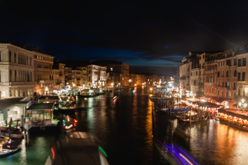 Fototapeta na wymiar Night panorama of the canals of Venice, Italy
