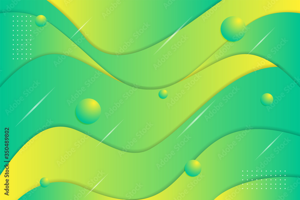 Poster green and yellow gradient of wave element of business design template use horizontal layout. diagona