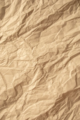 Brown crumpled paper close up texture background