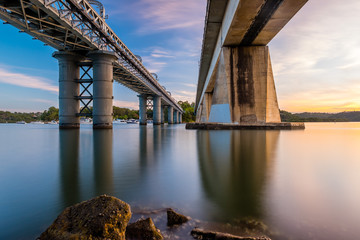 A peaceful moment under the  bridges connecting Como and Oatley