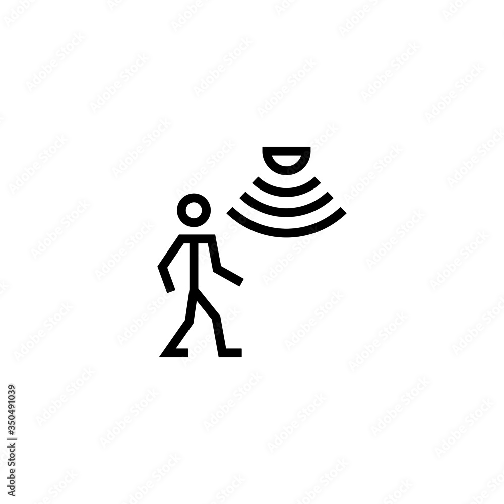 Poster motion sensor vector icon in linear, outline icon isolated on white background