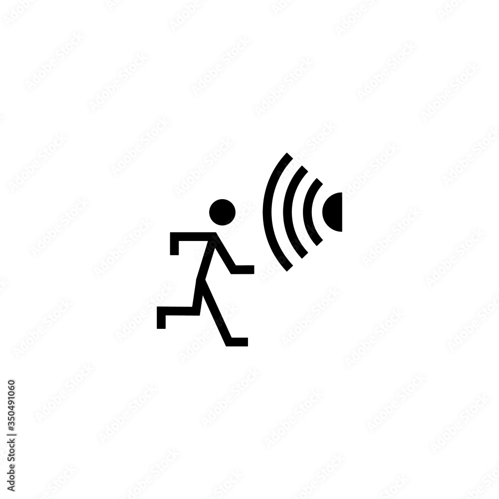 Poster motion sensor vector icon in black solid flat design icon isolated on white background