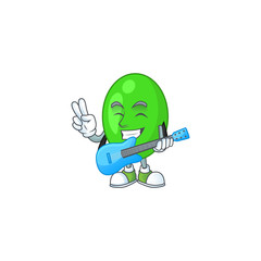 Tetrad cartoon character style plays music with a guitar