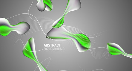 Fluid gradients, abstract liquid bubble shapes background