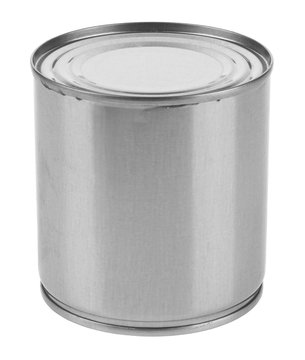 Metal can isolated on a white background close-up.