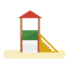 Kids playground with slide and stairs. Vector flat style design