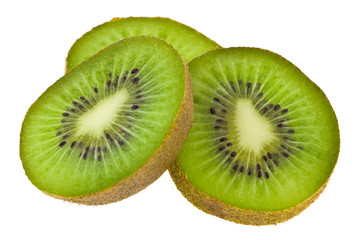 Fototapeta na wymiar Sliced green kiwi isolated on white background close-up.
