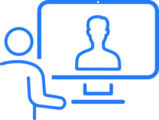 video call icon. people working from home on their computer communicating. video conference 