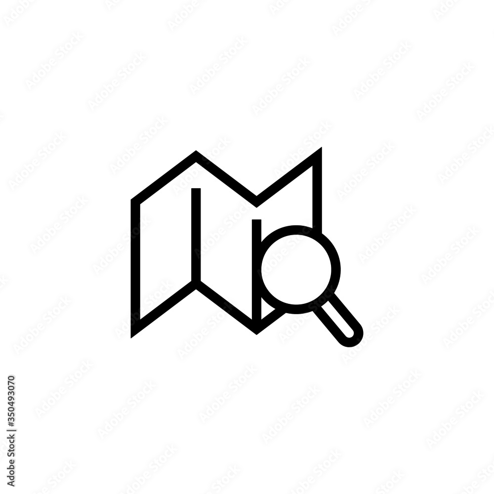 Poster map search vector icon in linear, outline icon isolated on white background