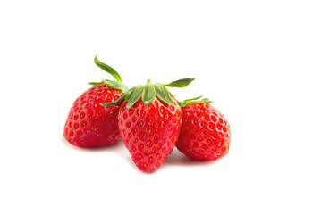 Fresh ripe strawberries isolated over white background - colorful bright strawberries concept 
