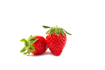 Fresh ripe strawberries isolated over white background - colorful bright strawberries concept 