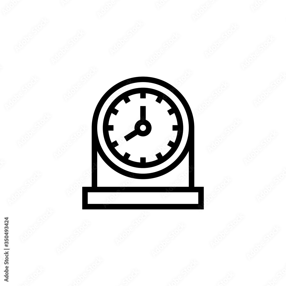 Poster table clock vector icon in linear, outline icon isolated on white background