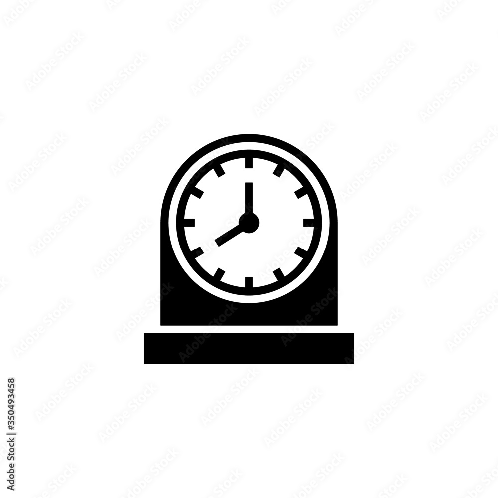 Poster table clock vector icon in black solid flat design icon isolated on white background