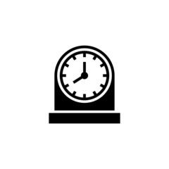 Table clock vector icon in black solid flat design icon isolated on white background