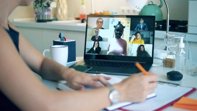 A student during online studying.