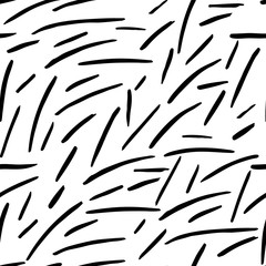 black and white seamless pattern with brush strokes