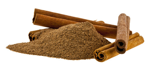 Cinnamon isolated on a white background close-up.