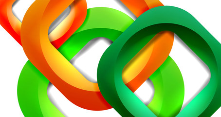 Square geometric vector abstract background, dynamic modern minimal template. Multicolored square shapes with round corners overlapping each other