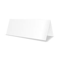 Realistic bifold paper brochures on white background with soft shadows. White booklet template. Business card design or flyer mock-up. Vector illustration.