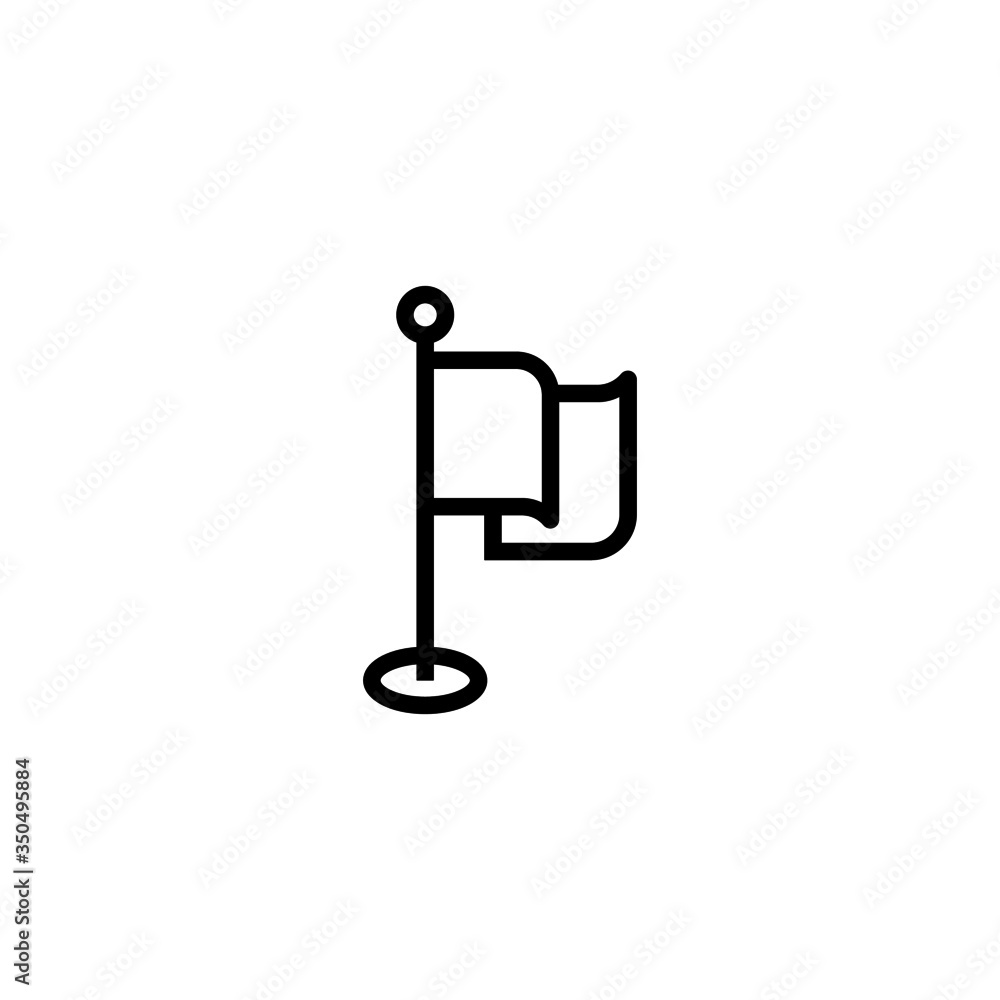 Poster flag point vector icon in linear, outline icon isolated on white background