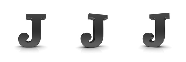 J letter 3d black sign