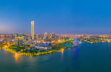 Night view of Hudong CBD, Suzhou City, Jiangsu Province, China