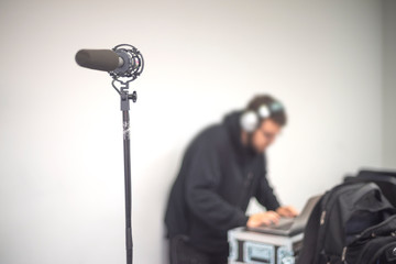 sound engineer at the console