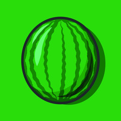 Vector illustration logo for whole ripe red fruit watermelon