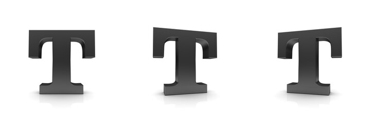 T letter 3d black sign