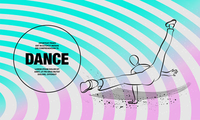 Cool street dancer. Vector outline of Break dance sport illustration.