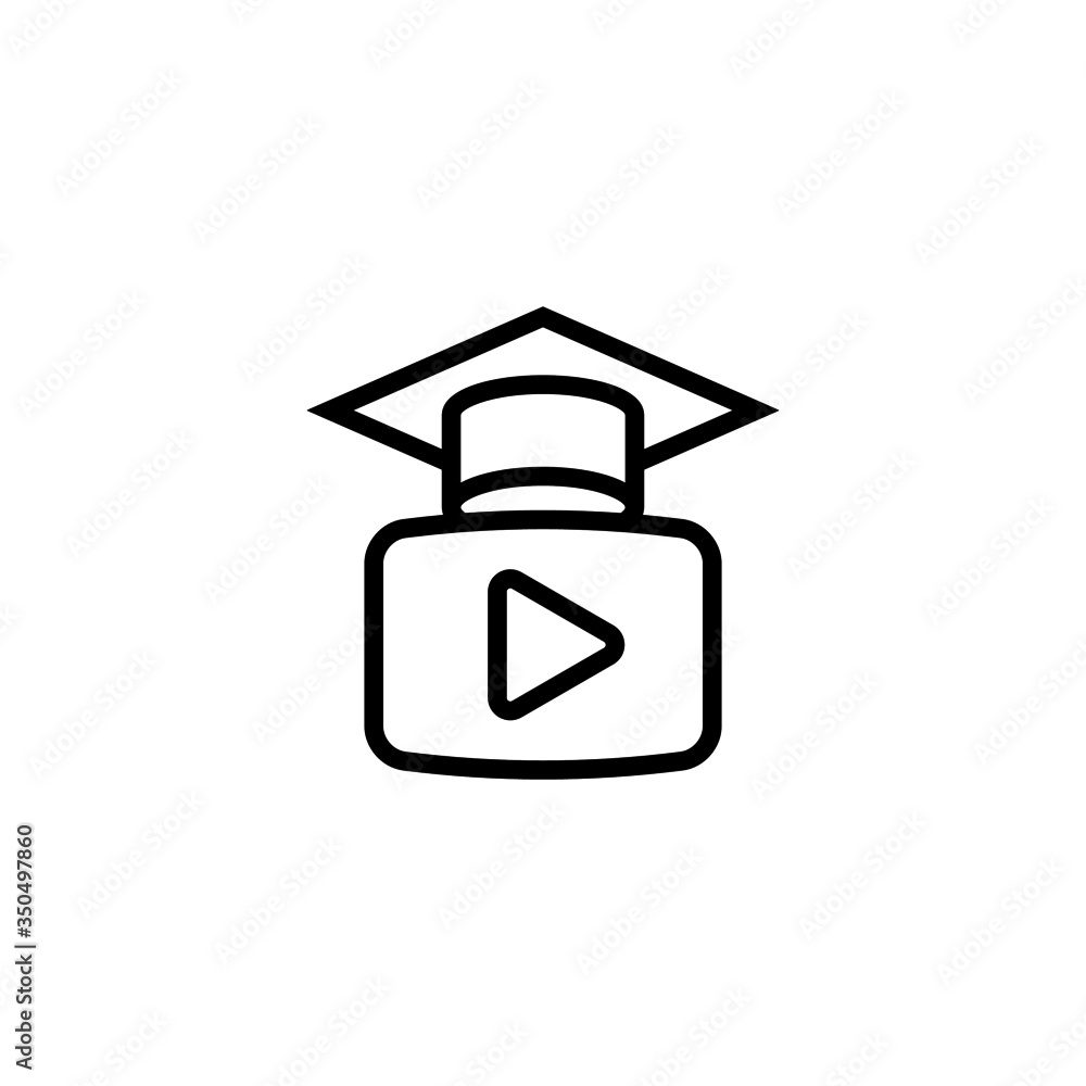 Poster online class vector icon in linear, outline icon isolated on white background