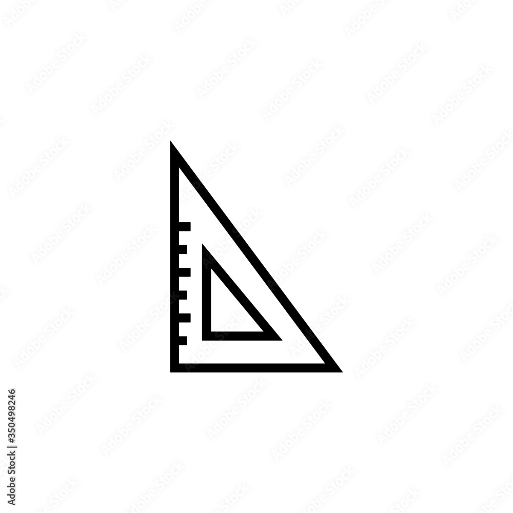 Poster right triangle vector icon in linear, outline icon isolated on white background