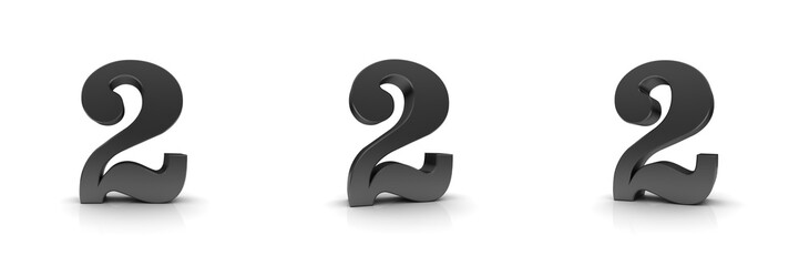 Naklejka premium 2 two number sign black 3d rendering