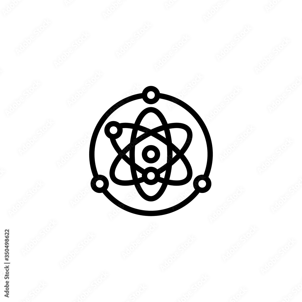 Poster atomic orbitals vector icon in linear, outline icon isolated on white background