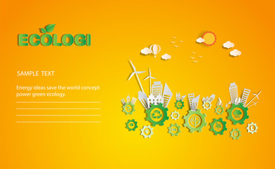 Energy ideas save the world concept Power green ecology -illustration  Vector