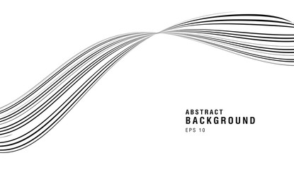 White and black abstract curve made of lines, artistic contrast composition, graphic design element, wallpaper cover